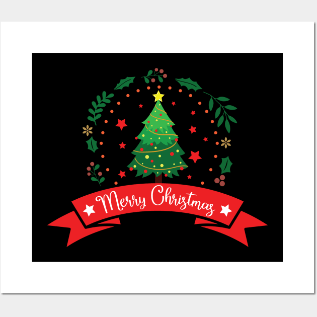 Merry Christmas xmas tree Wall Art by holidaystore